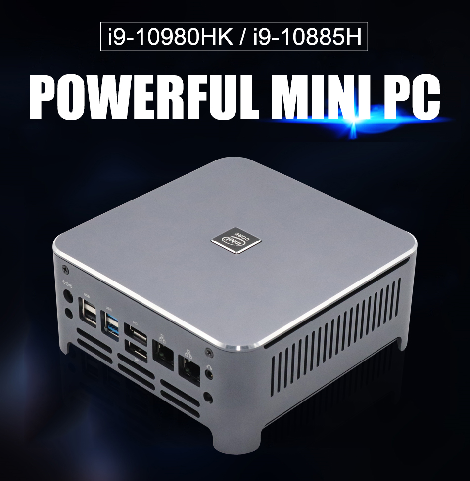 10th Gen Core i9 10980HK i7 10750H Intel Mini PC 2 Lans Windows 10 2*DDR4  2*NVMe Gaming Computer DP HDMI Type-C 3x4K Display 